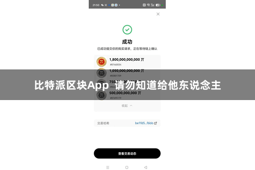 比特派区块App 请勿知道给他东说念主