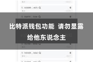 比特派钱包功能  请勿显露给他东说念主